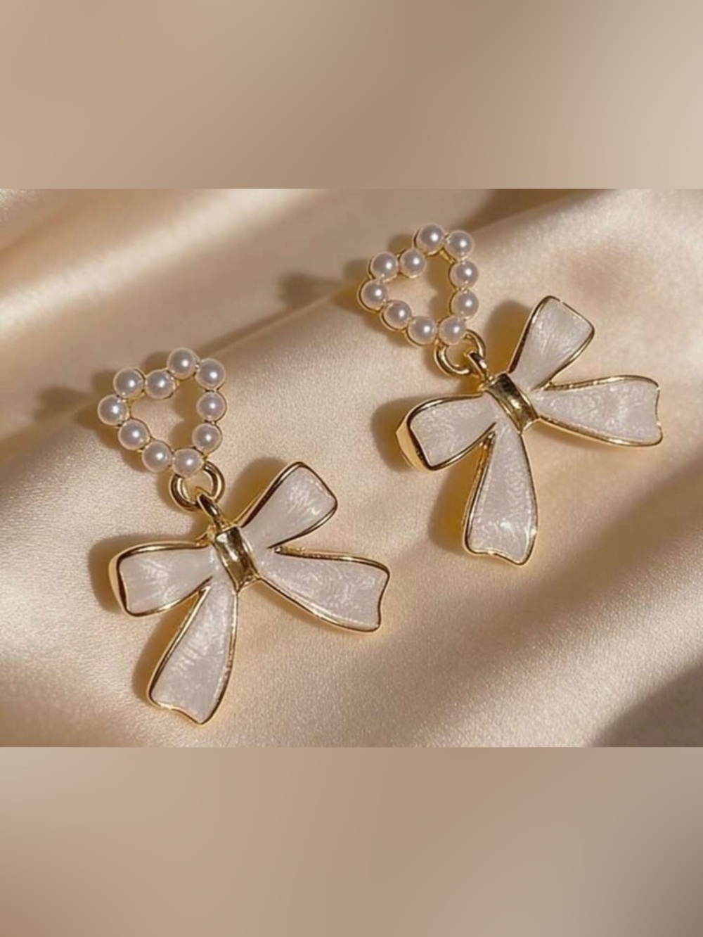 White Bow Earrings